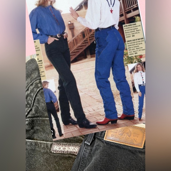 Rocky Mountain Denim - #23 Vintage Rocky Mountain Bareback Rodeo Rider Cowgirl  
Black Denim Jeans